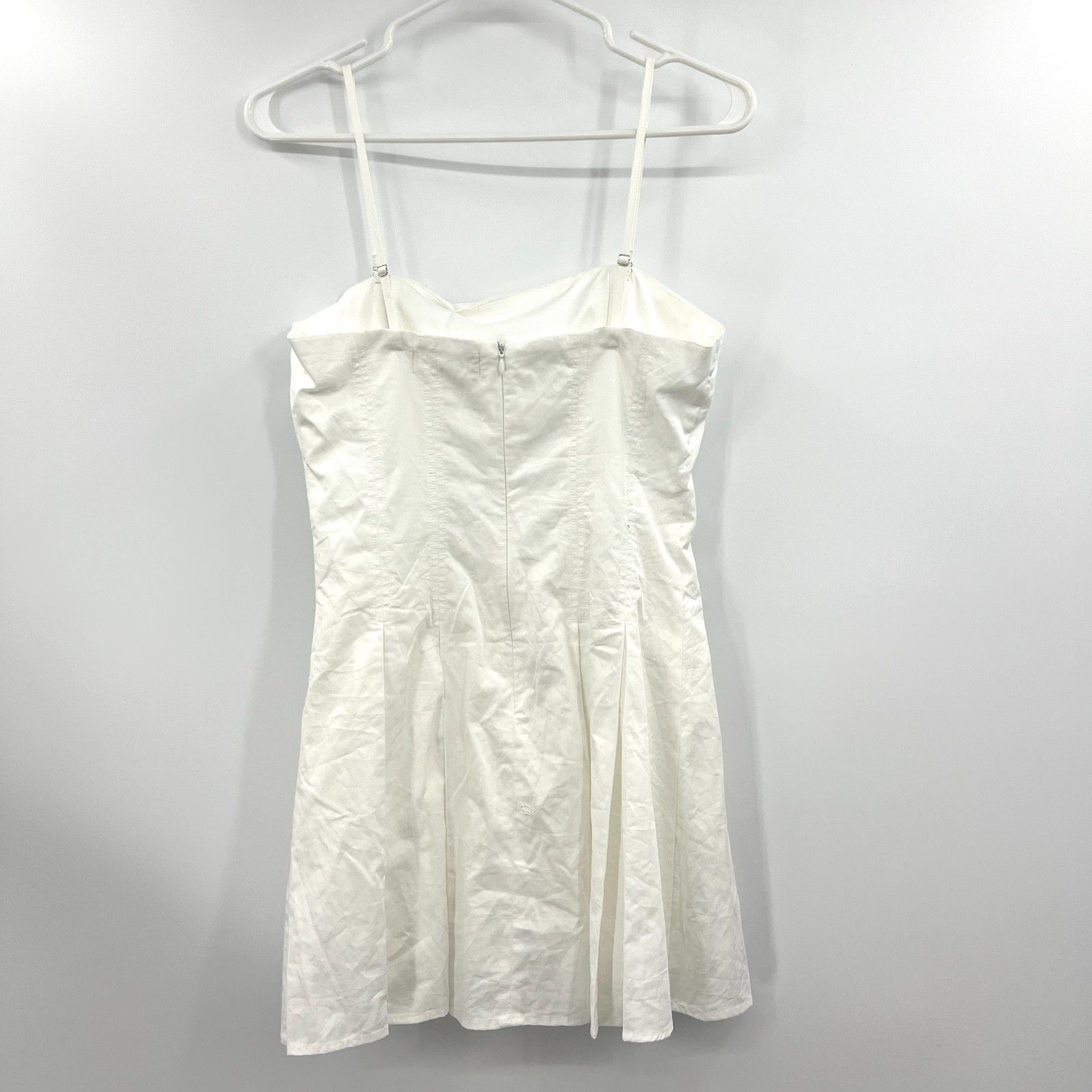 Pants Store White Mini Dress Small Pleated Adjustable Straps Fit Flare New Sz S — image 2 of 5